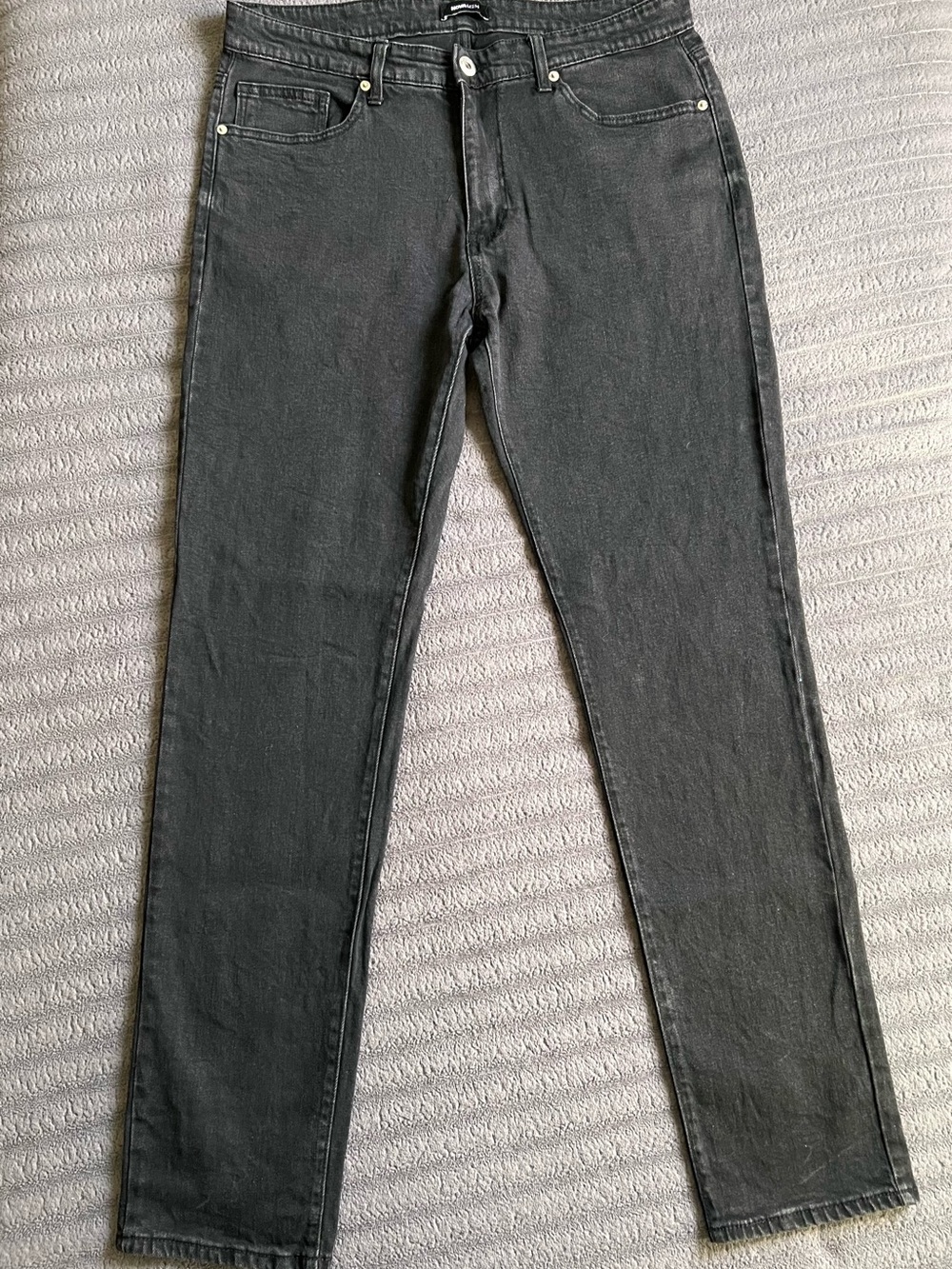 Fashion Nova Men's Slim Tapered Jeans 34x32 Dark Grey Wash Black Wash Denim